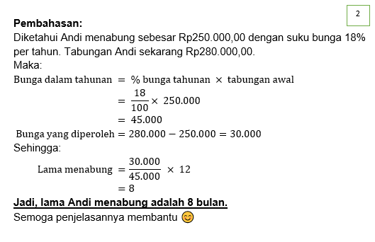 Andi Menabung Sebesar Rp 250.000,00 Dengan Suku Bu...