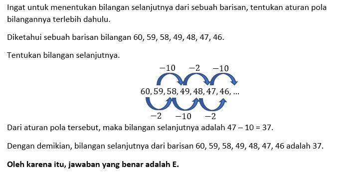 60, 59, 58, 49, 48, 47, 46, .... A. 33 B. 34 C.