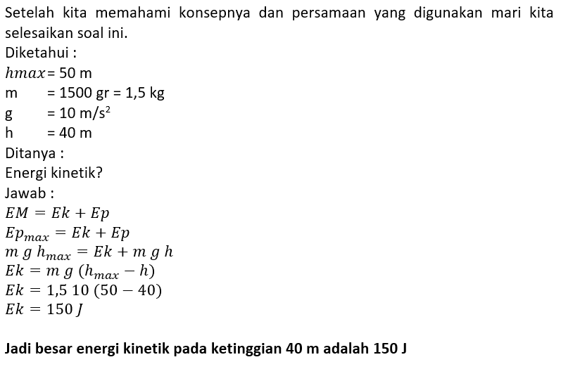 Sebuah Peluru Ditembak Vertikal Sehingga Mencapai ...