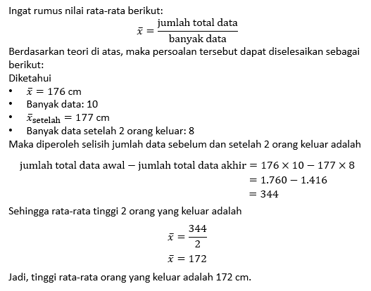Tinggi rata rata 10 pemain sepak bola adalah 176 c...