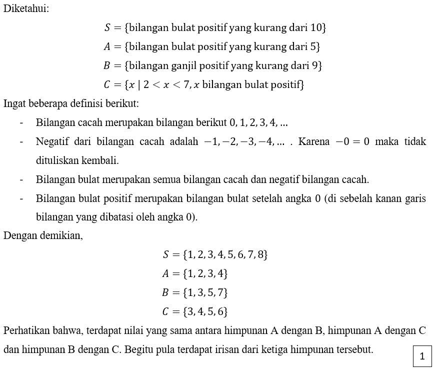 Diketahui S = { Bilangan Bulat Positif Yang Kurang...