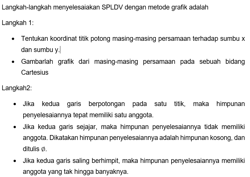 Gunakan Metode Grafik Untuk Menentukan SPLDV Berik...