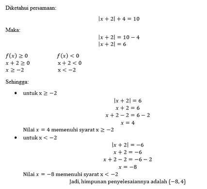 himpunan penyelesaian dari persamaan 2 x 4 10