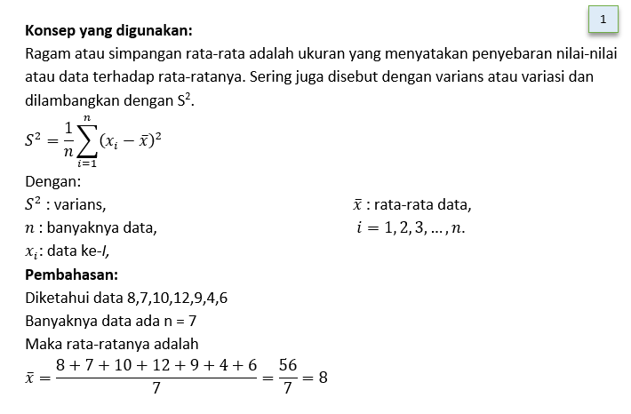 varian dari data 4 6 8 7 9 8 adalah