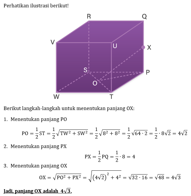 Diketahui Kubus PQRS.TUVW Dengan Panjang Rusuk 8 C...