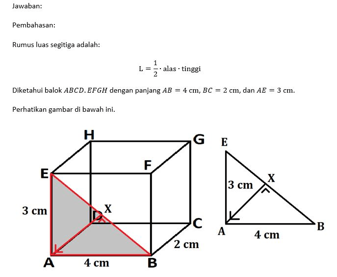 Diketahui balok ABCD.EFGH dengan panjang AB=4cm,BC...