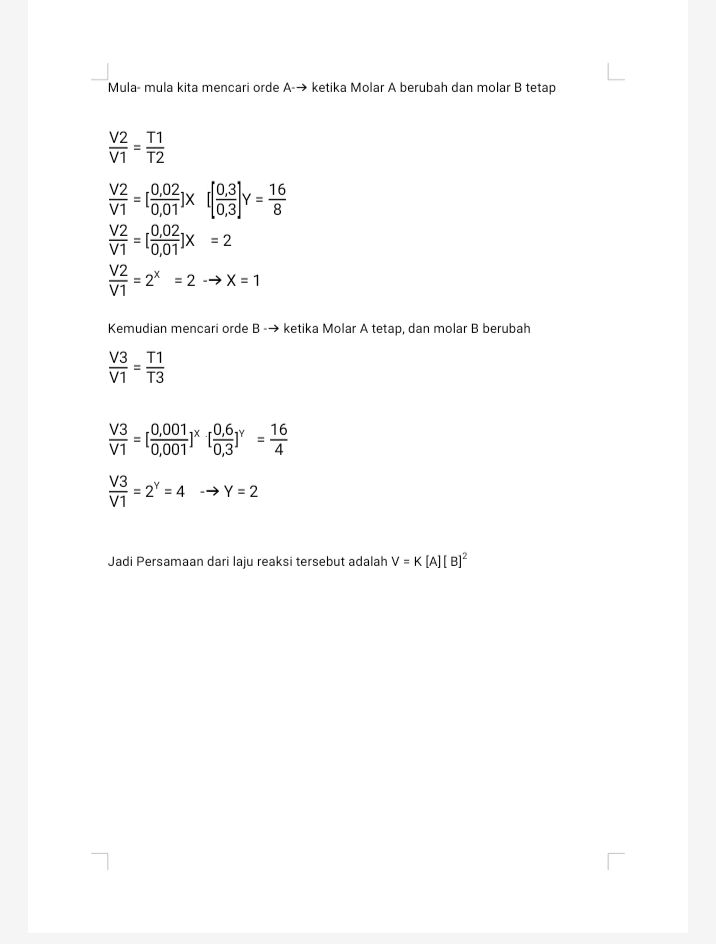 Pada Reaksi 2A + B → 2C, Diperoleh Data Hasil Perc...