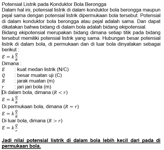 Sebuah Bola Konduktor Berongga Bermuatan Q Berjari...