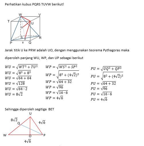 Diketahui Kubus PQRS.TUVW Dengan Rusuk 8cm. Jarak ...