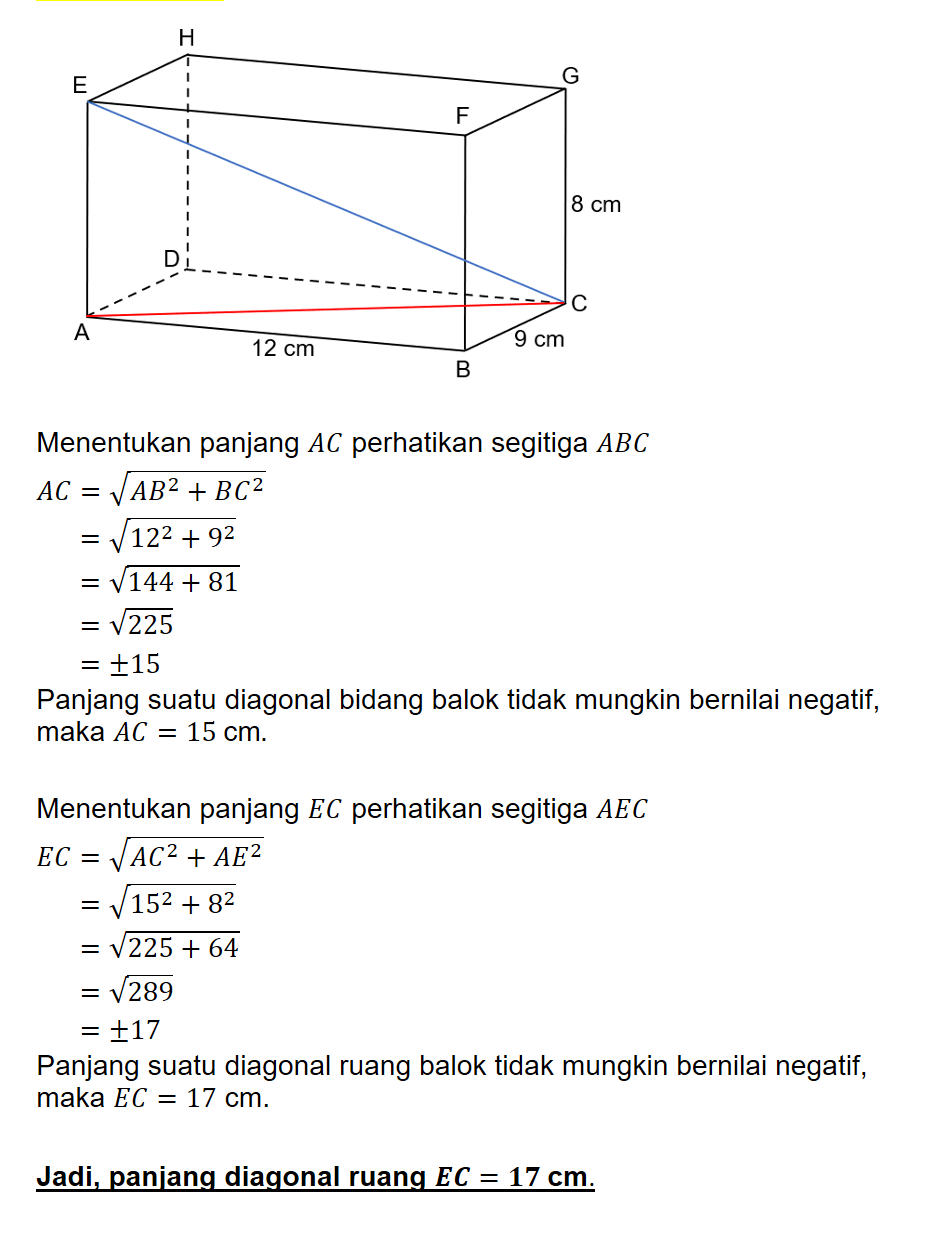 Sebuah Balok ABCD.EFGH Mempunyai Ukuran Panjang 12...