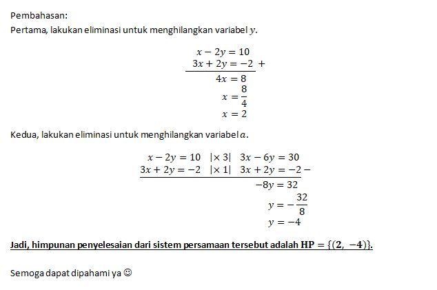 Tentukan HP (himpunan Penyelesaian) Dari SPLDV (Si...