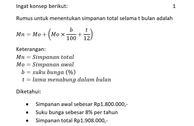 Lutfi Menabung Di Bank Sebesar Rp1.800.000 Dengan ...