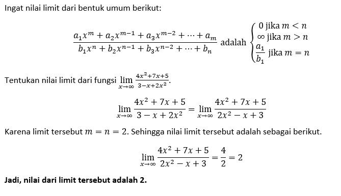 Hitunglah Nilai Limit Fungsi Berikut!lim X Mendeka...