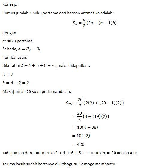 Hitunglah Jumlah Deret Aritmetika Berikut Ini D. 2...