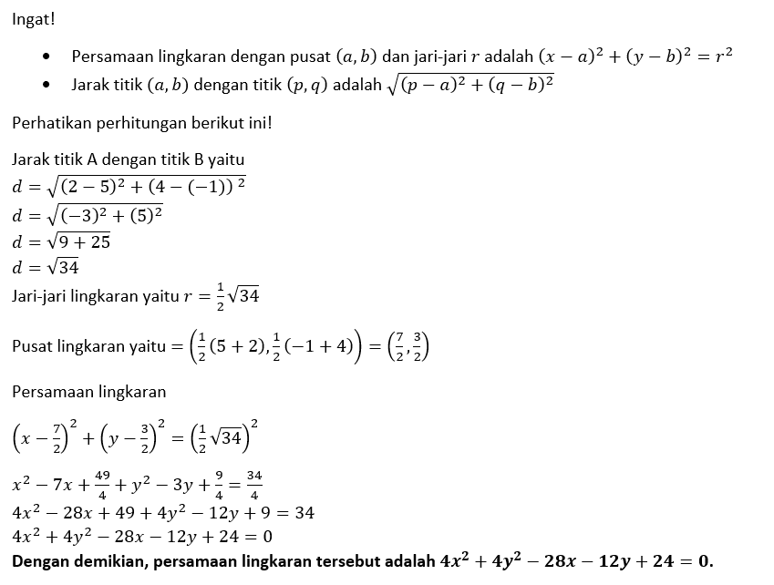 Diketahui Titik A(5,-1) Dan B(2,4). Persamaan Ling...