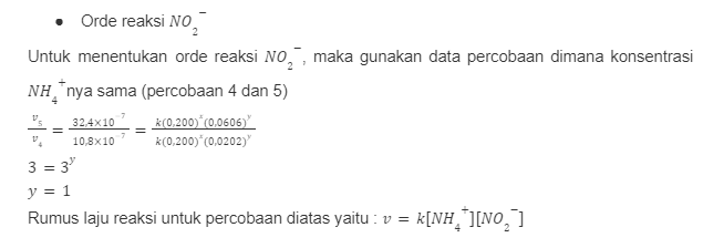 Percobaan Laju Reaksi: NH4+(aq) + NO2-(aq) ⇌ N2(g)...