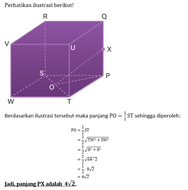 Diketahui Kubus PQRS.TUVW Dengan Panjang Rusuk 8 C...