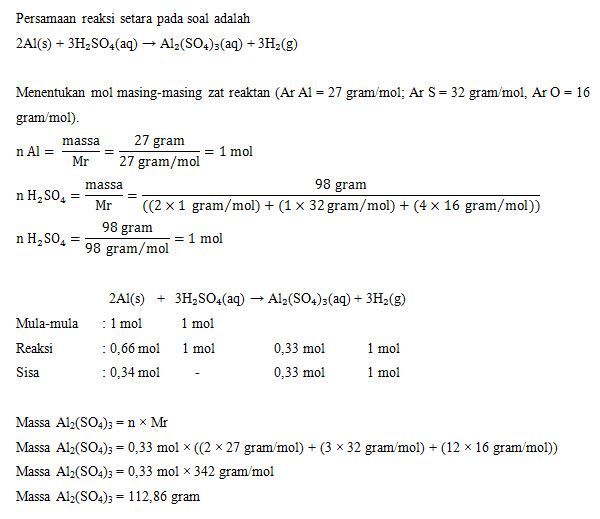 Logam Aluminium Direaksikan Dengan Asam Sulfat Men...