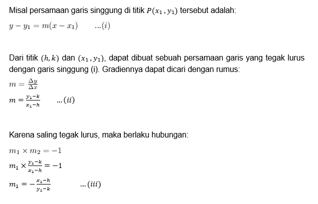 Jika Titik P(x1, Y1) Adalah Titik Singgung Lingkar