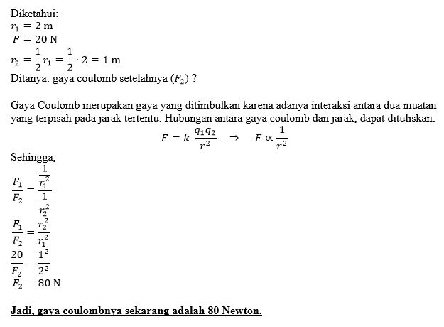 Dua Benda Bermuatan Listrik Terpisah Pada Jarak 2 ...