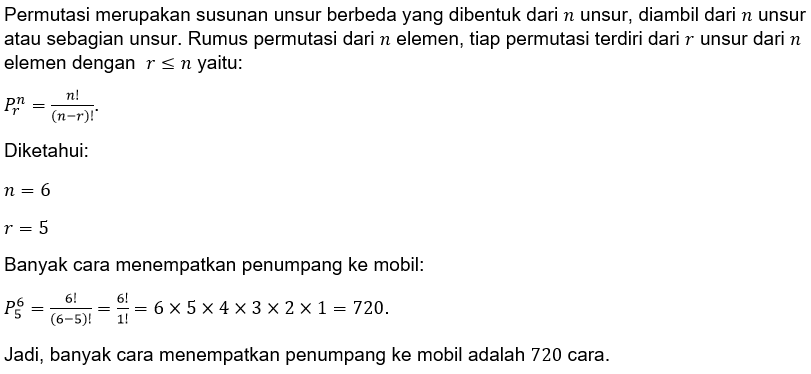 Sebuah Mobil Mempunyai 6 Tempat Duduk Untuk Penump...