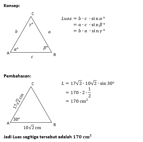 Diketahui Segitiga ABC Dengan Besar Sudut A=30°, S...