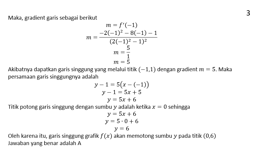 Persamaan garis singgung grafik fungsi f(x)=(x+2)/...