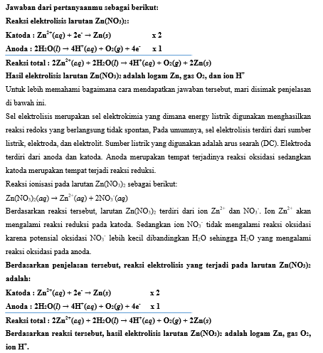 Tuliskan Reaksi Elektrolisis Larutan Berikut, Kemu...