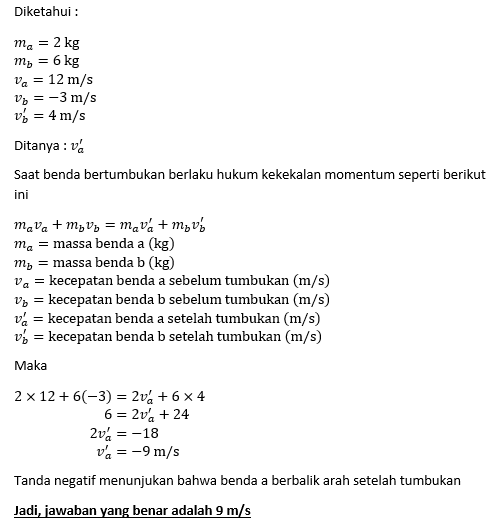 Dua Buah Benda Bergerak Saling Mendekati (A)ma=2k...