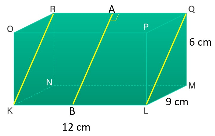 Balok KLMN. OPQR mempunyai panjang 12 cm, lebar 9 ...