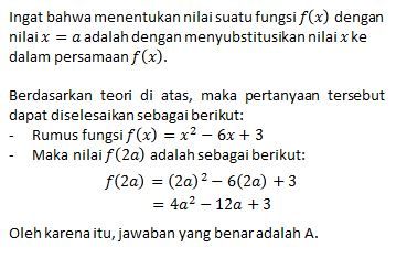 Rumus Fungsi H Dinyatakan Dengan F(x)=x^(2)−6x+3.