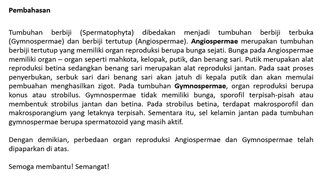 Lengkapilah Tabel Perbedaan Gymnospermae Dan Angio