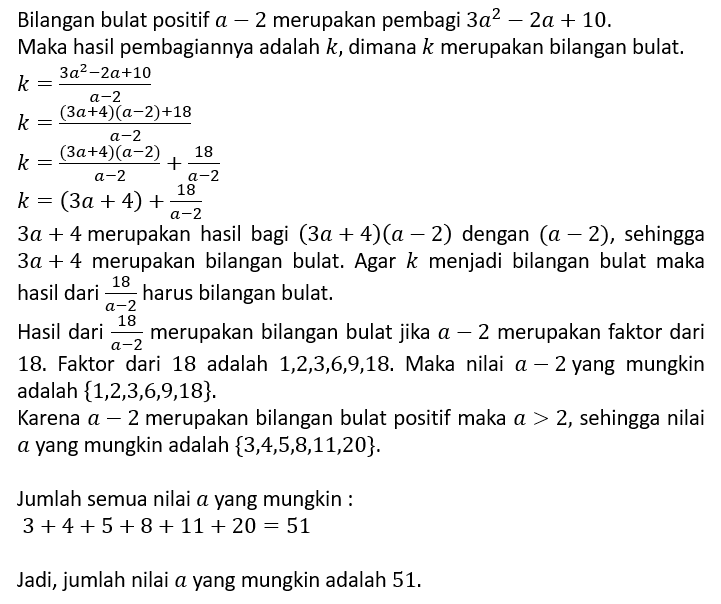 Diketahui Bilangan Bulat Positif A-2 Merupakan Pem...