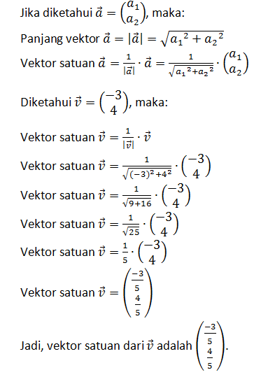 Diketahui Vektor V = ([-3] [4]). Tentukan Vector S...