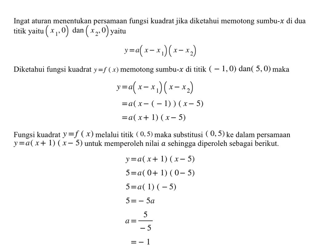 Tentukan persamaan grafik fungsi yang memotong sum...