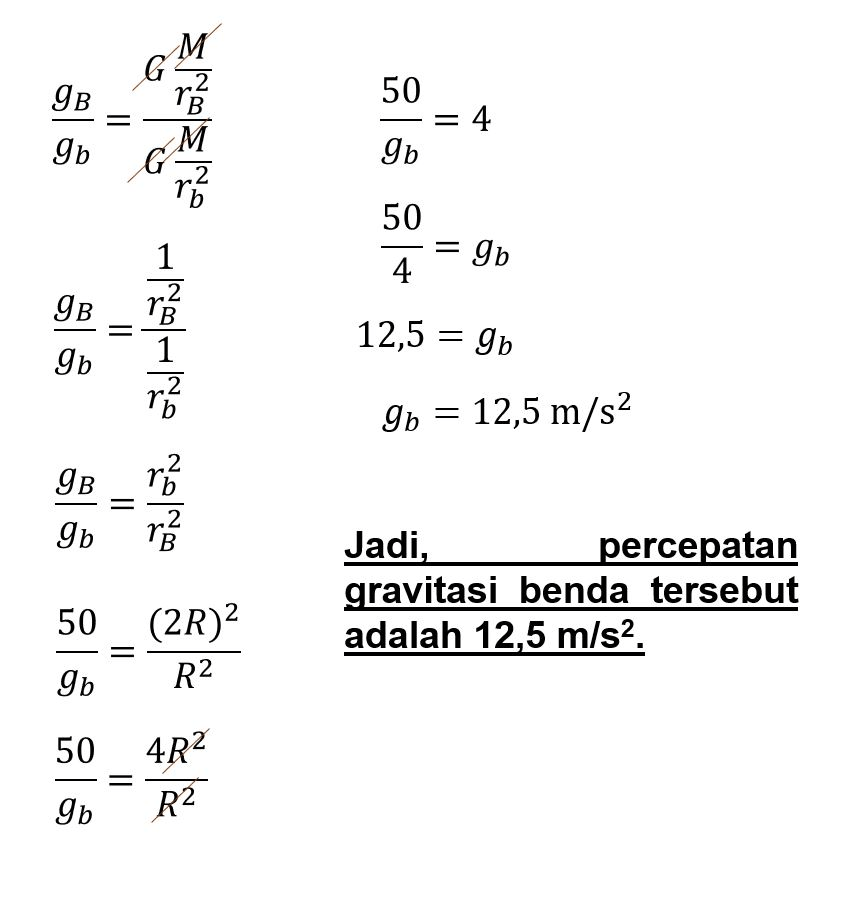 kecepatan gravitasi di permukaan bumi sekitar 50 m...