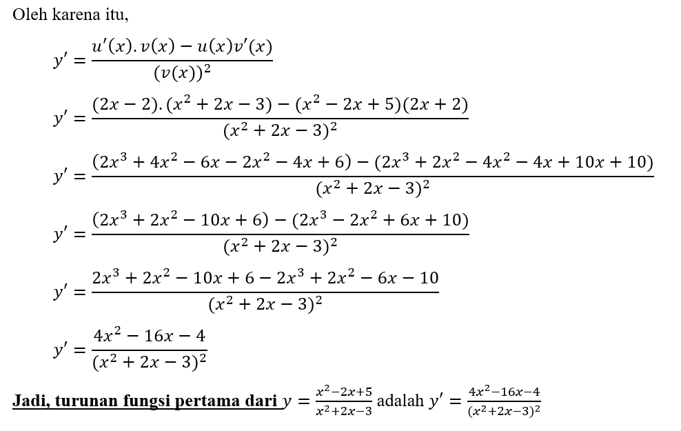 Tentukan Turunan Fungsi Pertama Dari Y X 2x 5 X