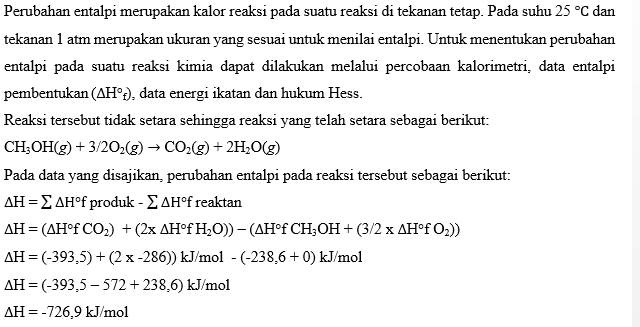 Diketahui Suatu Reaksi Pembakaran Metanol, CH3OH S...