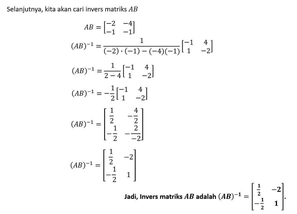 Diketahui Matriks A=[(−5 3)(−2 1)] Dan B= [(1 −1)(...