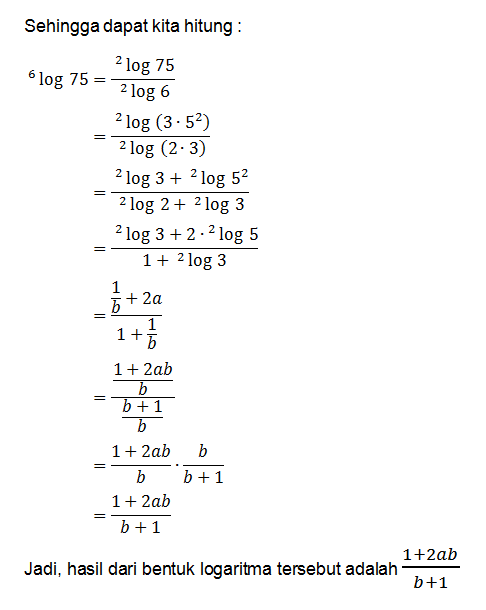 Bila Diketahui 2log5=a Dan 3log2=b. Tentukan Nilai...