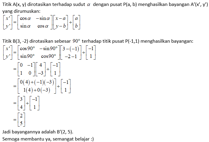 Titk B(3,-2) Dirotasikan Sebesar 90° Terhadap Titi...