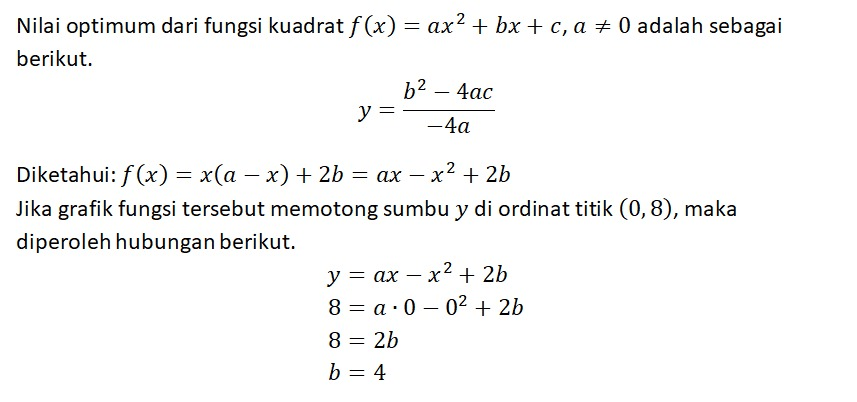 Ada yang bisa bantu? Fungsi f(x) = x(a – x) + 2b ...