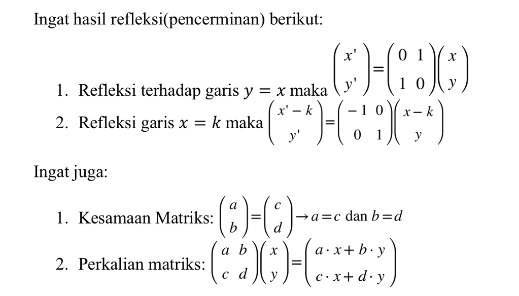 Titik A Direfleksikan Terhadap Garis Y X Lalu D 1580