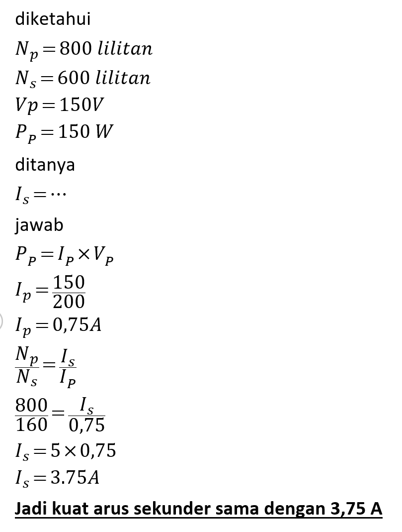 Kumparan Primer Terdiri Dari 800 Lilitan Dan Kumpa...