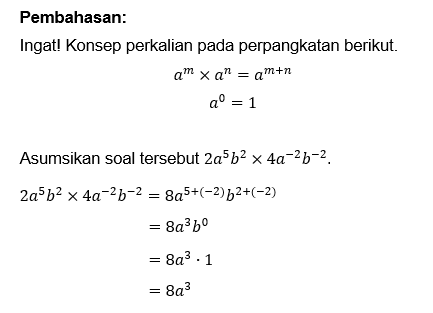 Hasil Dari 2a⁵b²x4a-²b-2...