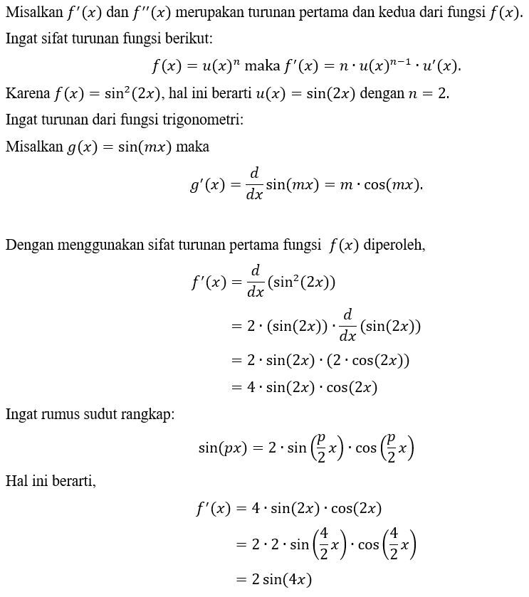 Diketahui F"(x) Adalah Turunan Kedua Dari Fungsi F...