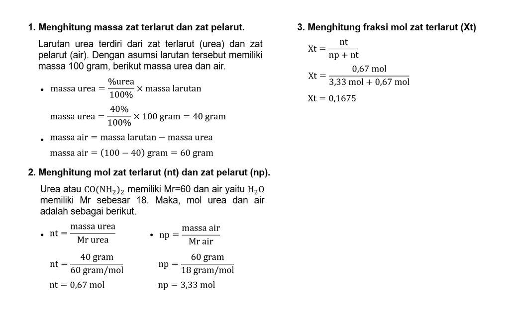 berapa-fraksi-mol-urea-yang-mengandung-40-massa-u