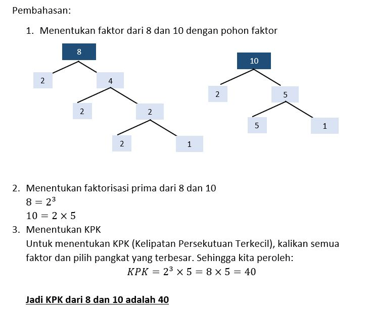 Tentukan KPK dari bilanganbilangan berikut. b. 8
