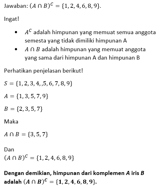 Diketahui S : Bilangan Asli Kurang Dari 10 A : Bil...