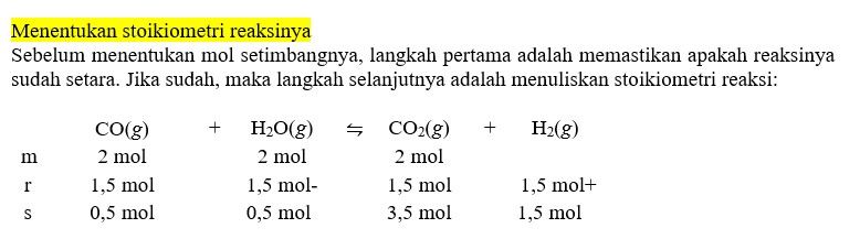 Kedalam Wadah Bervolume 2L Dimasukan Gas CO, H2O,